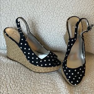 Black & White Polka Dot Wedge Sandals